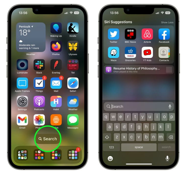 贡嘎苹果手机维修分享升级到 iOS 16 后，如何删除主屏幕上的搜索按钮 